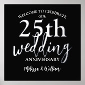 Silver 25th Wedding Jubileum Welkomstteken Folie Afdrukken (Voorkant)