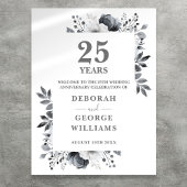 Silver 25th Wedding Jubileum Welkomstteken Poster