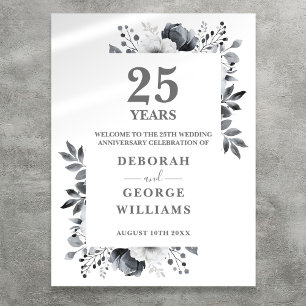 Silver 25th Wedding Jubileum Welkomstteken Poster