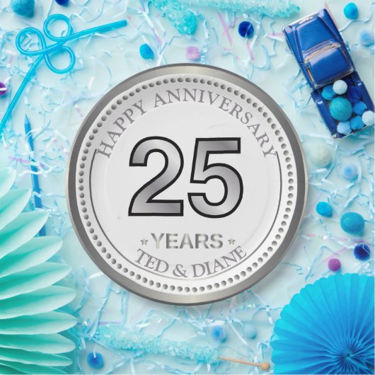 Silver 25th Year Paper Bord (Feest)