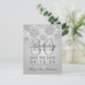 Silver 30th Birthday Save Date Winter Kaart (Staand voorkant)