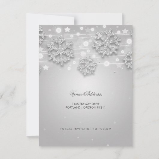Silver 30th Birthday Save Date Winter Kaart (Achterkant)