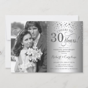 Silver 30th Wedding Jubileum met foto Kaart