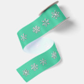 Silver 3-d sneeuwvlokken, achtergrond satijnen lint (Achterkant)