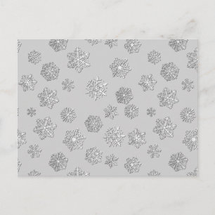 Silver 3-d sneeuwvlokken op een zilverachtergrond briefkaart