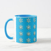 Silver 3-d sneeuwvlokken op Turquoise Blue Mok (Links)