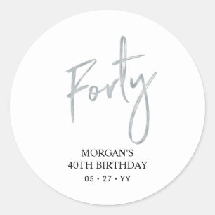 Silver 40th Birthday Favor Hartelijk dank Ronde Sticker