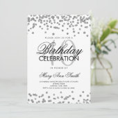 Silver 40th Birthday Party Glitter Confetti Kaart (Staand voorkant)