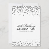 Silver 40th Birthday Party Glitter Confetti Kaart (Achterkant)