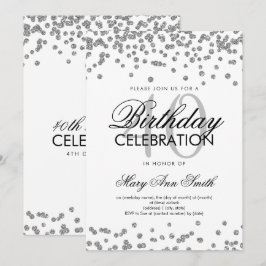 Silver 40th Birthday Party Glitter Confetti Kaart