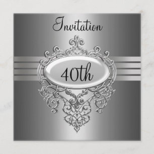 Silver 40th Birthday Party Invitation any Occasion Kaart