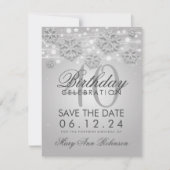 Silver 40th Birthday Save Date Winter Save The Date (Voorkant)