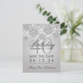 Silver 40th Birthday Save Date Winter Save The Date (Staand voorkant)