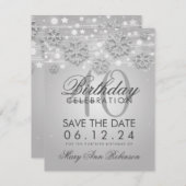 Silver 40th Birthday Save Date Winter Save The Date (Voorkant / Achterkant)