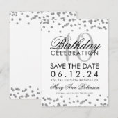 Silver 40th Birthday Save the Date Confetti (Voorkant / Achterkant)