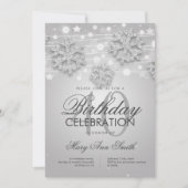 Silver 40th Birthday Winter Glitter Glam Kaart (Voorkant)