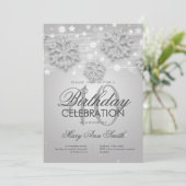 Silver 40th Birthday Winter Glitter Glam Kaart (Staand voorkant)