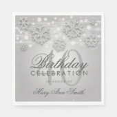 Silver 40th Birthday Winter Glitter Servet (Voorkant)