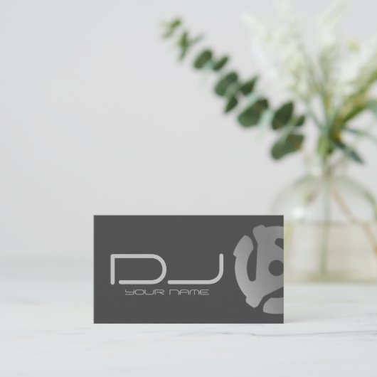 Silver 45 Record Adapter Logo DJ Visitekaartje (Staand voorkant)