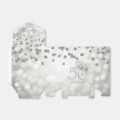 Silver 50th Birthday Dank u Floral Licht Bedankdoosjes (Uitgevouwen)