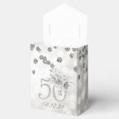 Silver 50th Birthday Dank u Floral Licht Bedankdoosjes (Geopend)