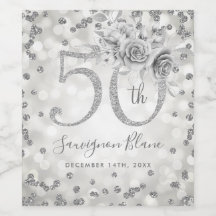 Silver 50th Birthday Floral Glam Lights