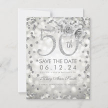 Silver 50th Birthday Glam Licht bespaart de datum