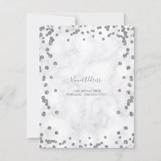 Silver 50th Birthday Glam Lights Marble Save The Date (Achterkant)