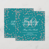 Silver 50th Birthday Glitter Confetti Blauwgroen Kaart (Voorkant / Achterkant)