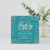 Silver 50th Birthday Glitter Confetti Blauwgroen Kaart (Staand voorkant)