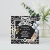 Silver 50th Birthday Party Champaign Glasses Kaart (Staand voorkant)