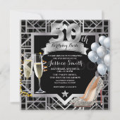 Silver 50th Birthday Party Champaign Glasses Kaart (Voorkant)