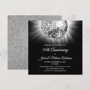 Silver 50th Jubileum Party Discobal Kaart
