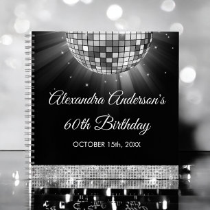 Silver 60th Birthday 70's Disco Ball Gastenboek Notitieboek