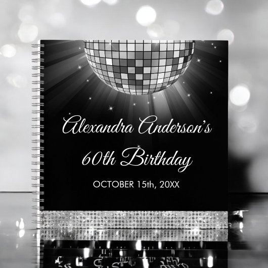 Silver 60th Birthday 70's Disco Ball Gastenboek Notitieboek
