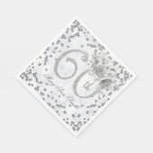 Silver 60th Birthday Floral Glam Marble Servet (Hoek)