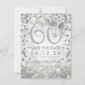 Silver 60th Birthday Glam Licht sparen de datum Save The Date (Voorkant)