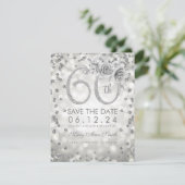 Silver 60th Birthday Glam Licht sparen de datum Save The Date (Staand voorkant)