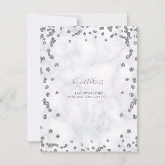 Silver 60th Birthday Glam Marble Save The Date (Achterkant)