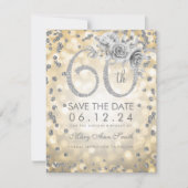 Silver 60th Birthday Gold Lights Save The Date (Voorkant)