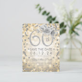 Silver 60th Birthday Gold Lights Save The Date (Staand voorkant)
