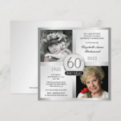 Silver 60th Birthday-uitnodigingen vervolgens & nu Kaart (Voorkant / Achterkant)