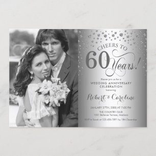 Silver 60th Wedding Jubileum met foto Kaart