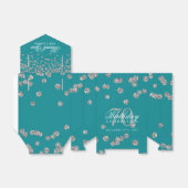 Silver 70th Birthday Bedankt Confetti Blauwgroen Bedankdoosjes (Uitgevouwen)