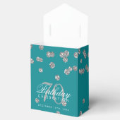 Silver 70th Birthday Bedankt Confetti Blauwgroen Bedankdoosjes (Geopend)