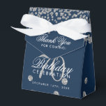 Silver 70th Birthday Bedankt Confetti Navy Blue Bedankdoosjes<br><div class="desc">Elegant "Thank You" 70th Birthday Silver Faux Glitter Confetti Navy Blue ontwerp.</div>