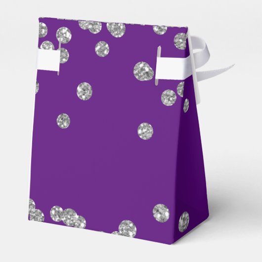 Silver 70th Birthday Bedankt Confetti Paarse Bedankdoosjes (Achterkant)