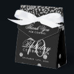 Silver 70th Birthday Bedankt Confetti Zwart Bedankdoosjes<br><div class="desc">Elegant "Thank You" 70th Birthday Silver Faux Glitter Confetti Black design.</div>