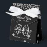 Silver 70th Birthday Bedankt Confetti Zwart Bedankdoosjes<br><div class="desc">Elegant "Thank You" 70th Birthday Silver Faux Glitter Confetti Black design.</div>