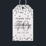 Silver 70th Birthday Bedankt Glitter Confetti Cadeaulabel<br><div class="desc">"Thank You" cadeau label / gunst tag - Elegant 70th Birthday Silver Faux Glitter Confetti White sjabloon.</div>